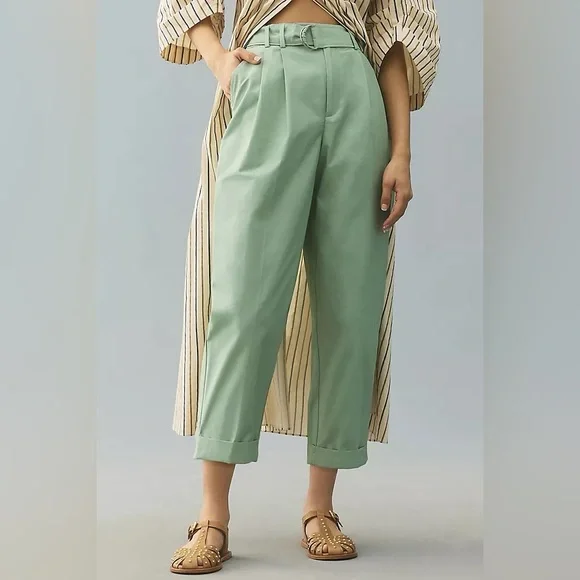 NWT Anthropologie Maeve Belted Tapered Pants, Size 2 - Picture 2 of 5